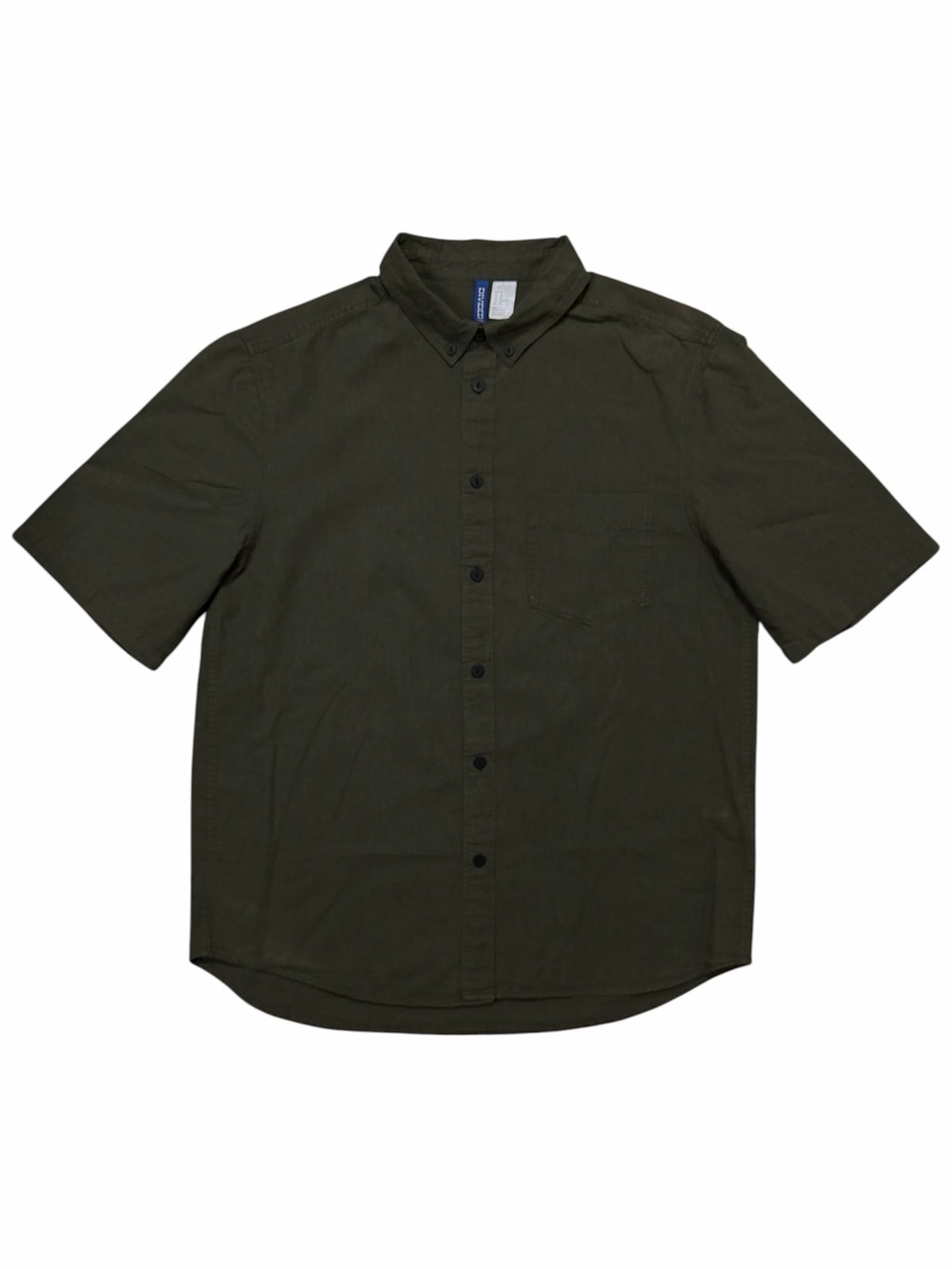 H&M Divided Men's Short-Sleeve Button-Down Shirt - Olive Green